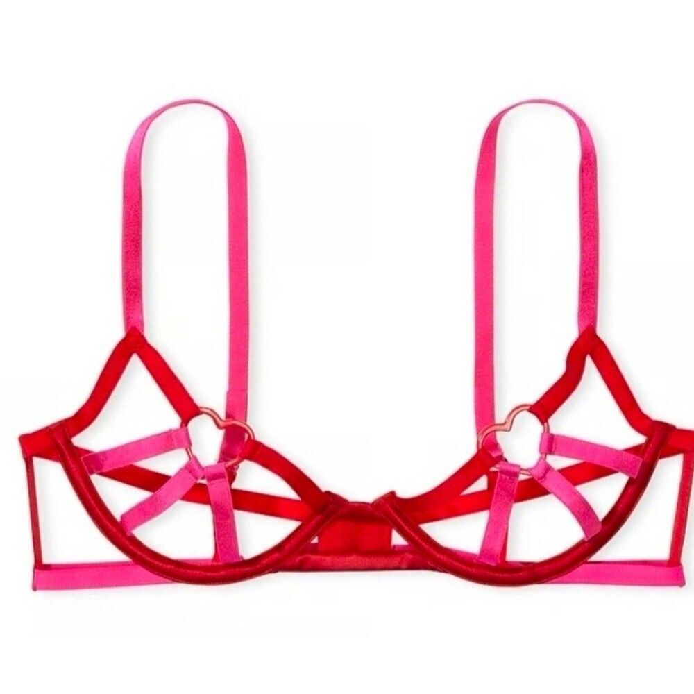 Victoria's Secret | Very Sexy Heartware Open-Cup Strappy Demi Bra Lipstick S